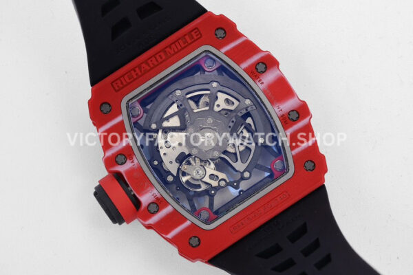 ZF Factory Richard Mille RM 35-02 44.5mm Red Carbon Fiber Canvas Strap Black Skeletonized (5) ZF Factory Richard Mille RM 35-02 44.5mm Red Carbon Fiber Canvas Strap Black Skeletonized