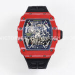 ZF Factory Richard Mille RM 35-02 44.5mm Red Carbon Fiber Canvas Strap Black Skeletonized (8) ZF Factory Richard Mille RM 35-02 red carbon fiber canvas strap black skeletonized dial