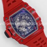 ZF Factory Richard Mille RM 35-02 44.5mm Red Carbon Fiber Red Rubber Strap Black Skeletonized