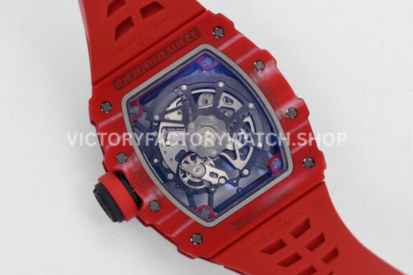 ZF Factory Richard Mille RM 35-02 44.5mm Red Carbon Fiber Red Rubber Strap Black Skeletonized