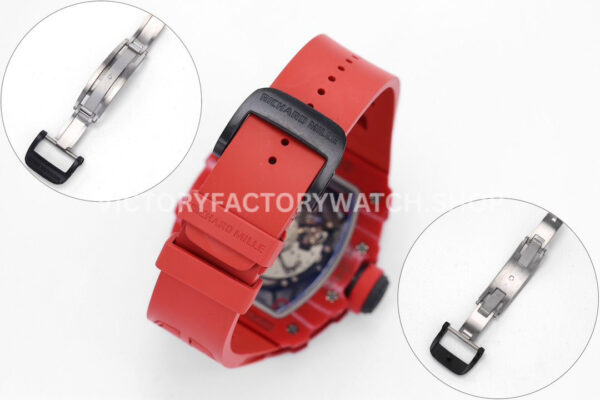 ZF Factory Richard Mille RM 35-02 44.5mm Red Carbon Fiber Red Rubber Strap Black Skeletonized