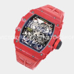 ZF Factory Richard Mille RM 35-02 44.5mm Red Carbon Fiber Red Rubber Strap Black Skeletonized