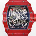 ZF Factory Richard Mille RM 35-02 44.5mm Red Carbon Fiber Red Rubber Strap Black Skeletonized