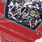 ZF Factory Richard Mille RM 35-02 44.5mm Red Carbon Fiber Red Rubber Strap Black Skeletonized