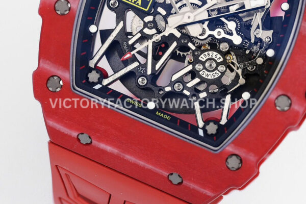 ZF Factory Richard Mille RM 35-02 44.5mm Red Carbon Fiber Red Rubber Strap Black Skeletonized