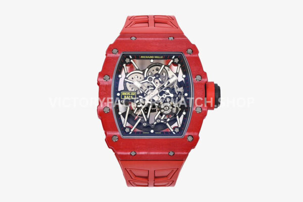 ZF Factory Richard Mille RM 35-02 red carbon fiber red rubber strap black skeletonized dial