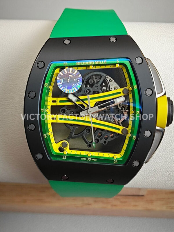 ZF Factory Richard Mille RM 61-01 42.7mm Black Ceramic Green Rubber Strap Skeletonized Green Dial (1) ZF Factory Richard Mille RM 61-01 black ceramic green rubber strap skeletonized green dial