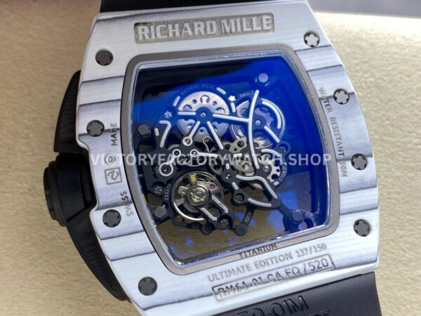 ZF Factory Richard Mille RM 61-01 42.7mm White Carbon Fiber Black Rubber Strap Skeletonized Dial