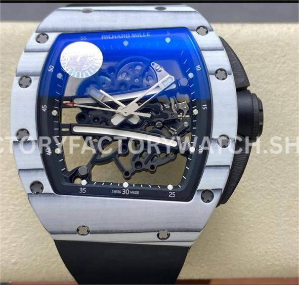 ZF Factory Richard Mille RM 61-01 white carbon fiber black rubber strap skeletonized dial