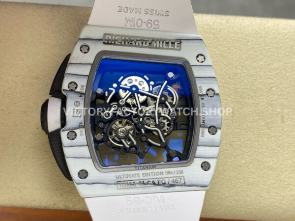 ZF Factory Richard Mille RM 61-01 42.7mm White Carbon Fiber White Rubber Strap Skeletonized Dial