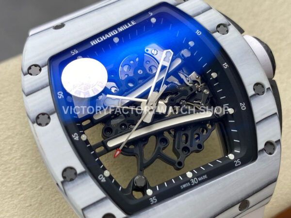 ZF Factory Richard Mille RM 61-01 42.7mm White Carbon Fiber White Rubber Strap Skeletonized Dial