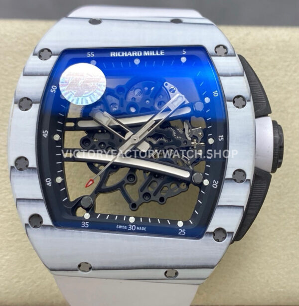 ZF Factory Richard Mille RM 61-01 white carbon fiber white rubber strap skeletonized dial