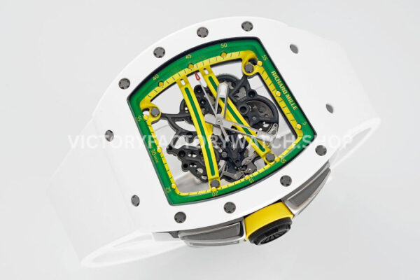 ZF Factory Richard Mille RM 61-01 Yohan Blake 42.7mm White Ceramic White Rubber Strap Skeletonized Green Dial