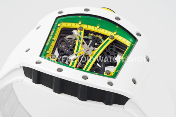 ZF Factory Richard Mille RM 61-01 Yohan Blake 42.7mm White Ceramic White Rubber Strap Skeletonized Green Dial