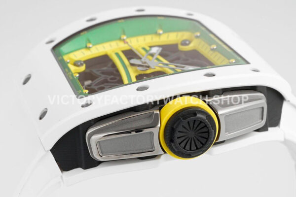 ZF Factory Richard Mille RM 61-01 Yohan Blake 42.7mm White Ceramic White Rubber Strap Skeletonized Green Dial