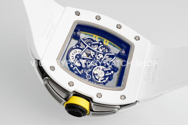 ZF Factory Richard Mille RM 61-01 Yohan Blake 42.7mm White Ceramic White Rubber Strap Skeletonized Green Dial