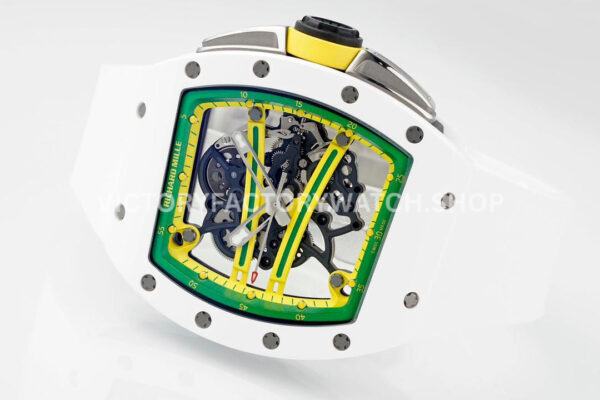 ZF Factory Richard Mille RM 61-01 Yohan Blake 42.7mm White Ceramic White Rubber Strap Skeletonized Green Dial