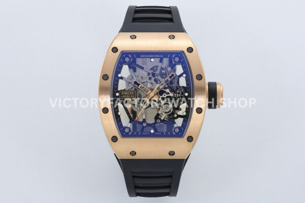 ZF Factory Richard Mille RM 035 rose gold rubber strap skeletonized dial