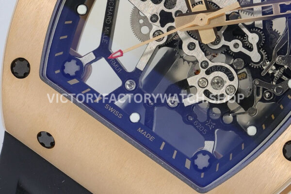 ZF Factory Richard Mille RM 035 40mm Rose Gold Rubber Strap Skeletonized Dial