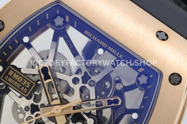 ZF Factory Richard Mille RM 035 40mm Rose Gold Rubber Strap Skeletonized Dial