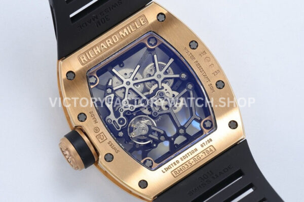ZF Factory Richard Mille RM 035 40mm Rose Gold Rubber Strap Skeletonized Dial