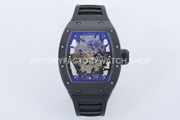 ZF Factory Richard Mille RM035 Titanium Rose Gold Rubber Strap Skeletonized Dial (3) ZF Factory Richard Mille RM 035 titanium rose gold rubber strap skeletonized dial