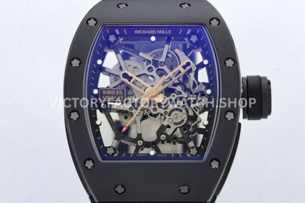 ZF Factory Richard Mille RM035 Titanium Rose Gold Rubber Strap Skeletonized Dial (5) ZF Factory Richard Mille RM 035 40mm Titanium Rose Gold Rubber Strap Skeletonized Dial