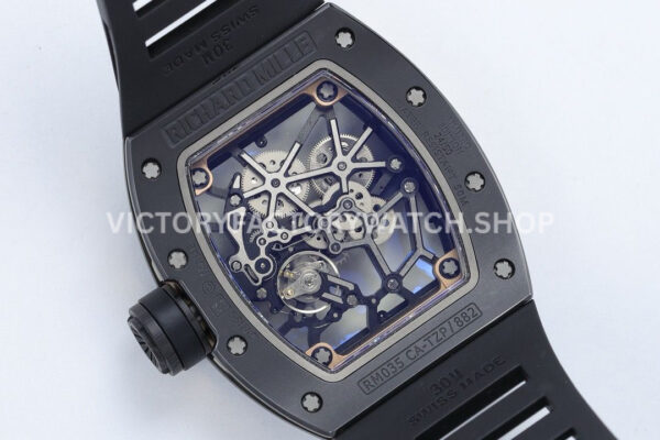 ZF Factory Richard Mille RM035 Titanium Rose Gold Rubber Strap Skeletonized Dial (7) ZF Factory Richard Mille RM 035 40mm Titanium Rose Gold Rubber Strap Skeletonized Dial
