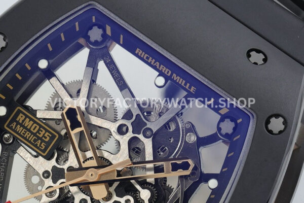 ZF Factory Richard Mille RM035 Titanium Rose Gold Rubber Strap Skeletonized Dial (8) ZF Factory Richard Mille RM 035 40mm Titanium Rose Gold Rubber Strap Skeletonized Dial