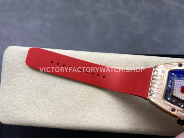 ZF Factory Richard Mille RM 07 31.4mm Diamond Rose Gold Red Rubber Strap Skeletonized Black Dial