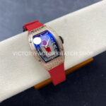 ZF Factory Richard Mille RM 07 31.4mm Diamond Rose Gold Red Rubber Strap Skeletonized Black Dial