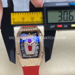 ZF Factory Richard Mille RM 07 31.4mm Diamond Rose Gold Red Rubber Strap Skeletonized Black Dial