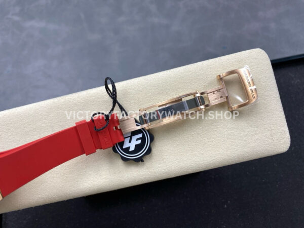 ZF Factory Richard Mille RM 07 31.4mm Diamond Rose Gold Red Rubber Strap Skeletonized Black Dial
