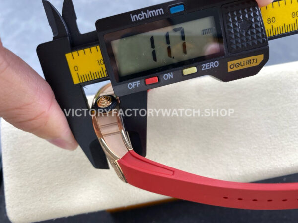 ZF Factory Richard Mille RM 07 31.4mm Diamond Rose Gold Red Rubber Strap Skeletonized Black Dial