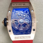 ZF Factory Richard Mille RM 07 31.4mm Diamond Rose Gold Red Rubber Strap Skeletonized Black Dial