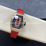 ZF Factory Richard Mille RM 07 31.4mm Diamond Rose Gold Red Rubber Strap Skeletonized Black Dial