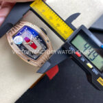 ZF Factory Richard Mille RM 07 31.4mm Diamond Rose Gold Red Rubber Strap Skeletonized Black Dial