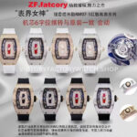 ZF Factory Richard Mille RM 07 31.4mm Diamond Rose Gold Red Rubber Strap Skeletonized Black Dial