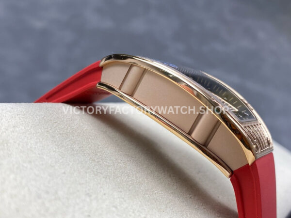 ZF Factory Richard Mille RM 07 31.4mm Diamond Rose Gold Red Rubber Strap Skeletonized Black Dial
