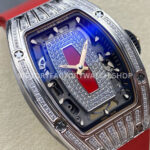 ZF Factory Richard Mille RM07 31.4mm Diamond White Gold Red Rubber Strap Skeletonized Black Dial (2) ZF Factory Richard Mille RM 07 31.4mm Diamond White Gold Red Rubber Strap Skeletonized Black Dial