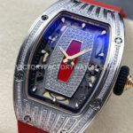 ZF Factory Richard Mille RM07 31.4mm Diamond White Gold Red Rubber Strap Skeletonized Black Dial (3) ZF Factory Richard Mille RM 07 31.4mm Diamond White Gold Red Rubber Strap Skeletonized Black Dial