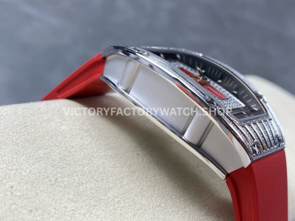ZF Factory Richard Mille RM07 31.4mm Diamond White Gold Red Rubber Strap Skeletonized Black Dial (6) ZF Factory Richard Mille RM 07 31.4mm Diamond White Gold Red Rubber Strap Skeletonized Black Dial