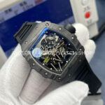 ZF Factory Richard Mille RM 35-02 44.5mm Black Carbon Fiber Black Rubber Strap Black Skeletonized Dial