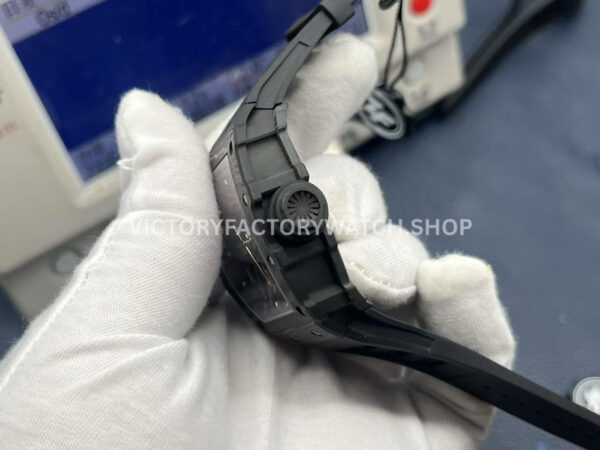 ZF Factory Richard Mille RM 35-02 44.5mm Black Carbon Fiber Black Rubber Strap Black Skeletonized Dial