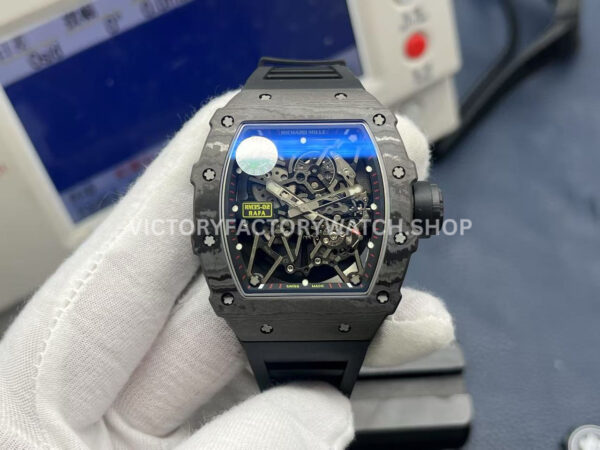 ZF Factory Richard Mille RM35-02 black carbon fiber black rubber strap black skeletonized dial
