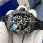 ZF Factory Richard Mille RM 35-02 44.5mm Black Carbon Fiber Black Rubber Strap Black Skeletonized Dial