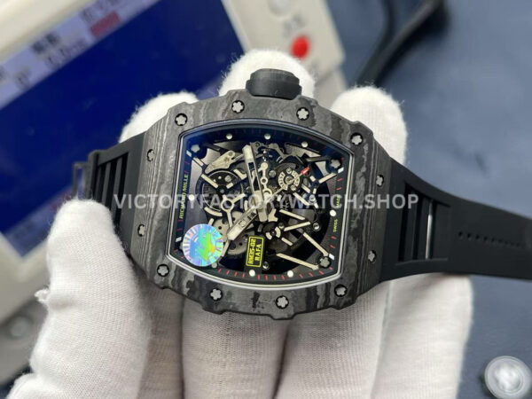 ZF Factory Richard Mille RM 35-02 44.5mm Black Carbon Fiber Black Rubber Strap Black Skeletonized Dial