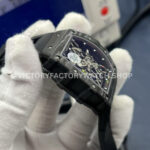 ZF Factory Richard Mille RM 35-02 44.5mm Black Carbon Fiber Black Rubber Strap Black Skeletonized Dial