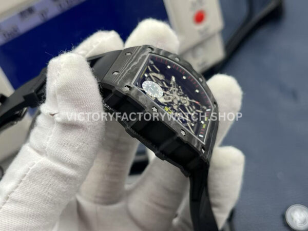 ZF Factory Richard Mille RM 35-02 44.5mm Black Carbon Fiber Black Rubber Strap Black Skeletonized Dial