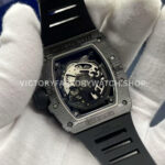 ZF Factory Richard Mille RM 35-02 44.5mm Black Carbon Fiber Black Rubber Strap Black Skeletonized Dial
